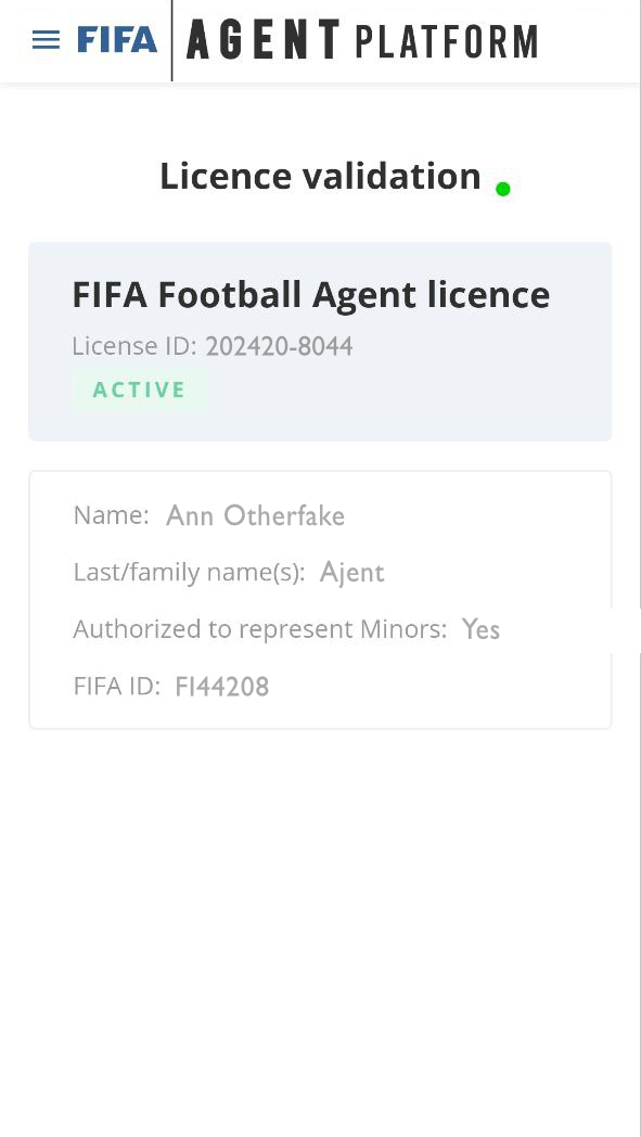 fake agent fifa registerMOB